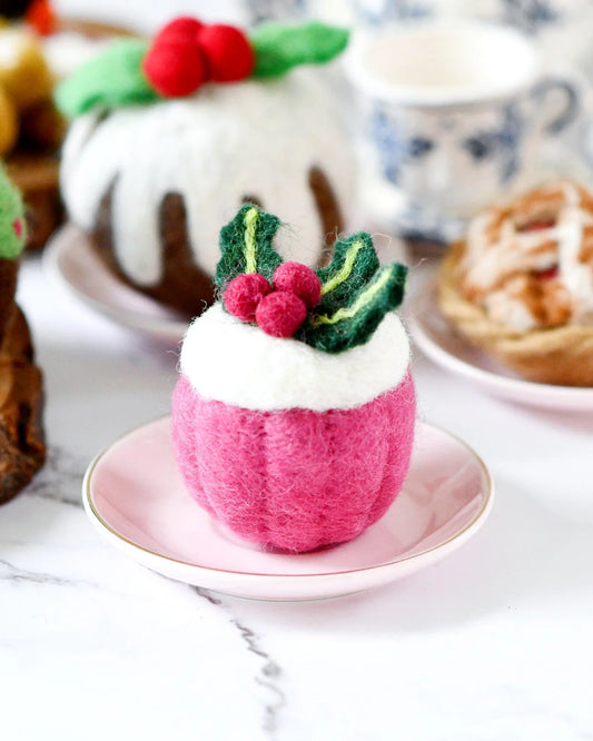 Felt Baked Goods - Holly Berry Cupcake