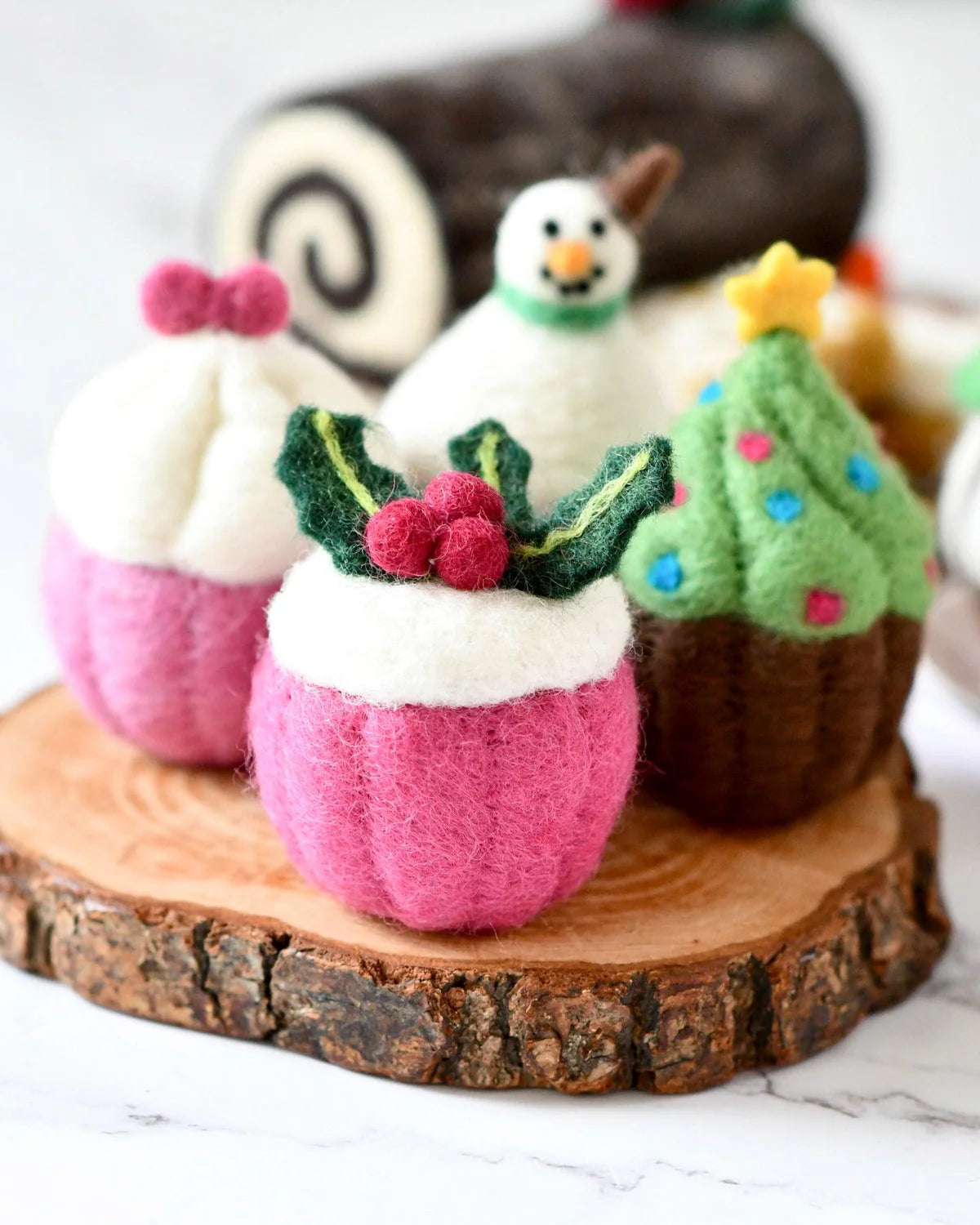 Felt Baked Goods - Holly Berry Cupcake