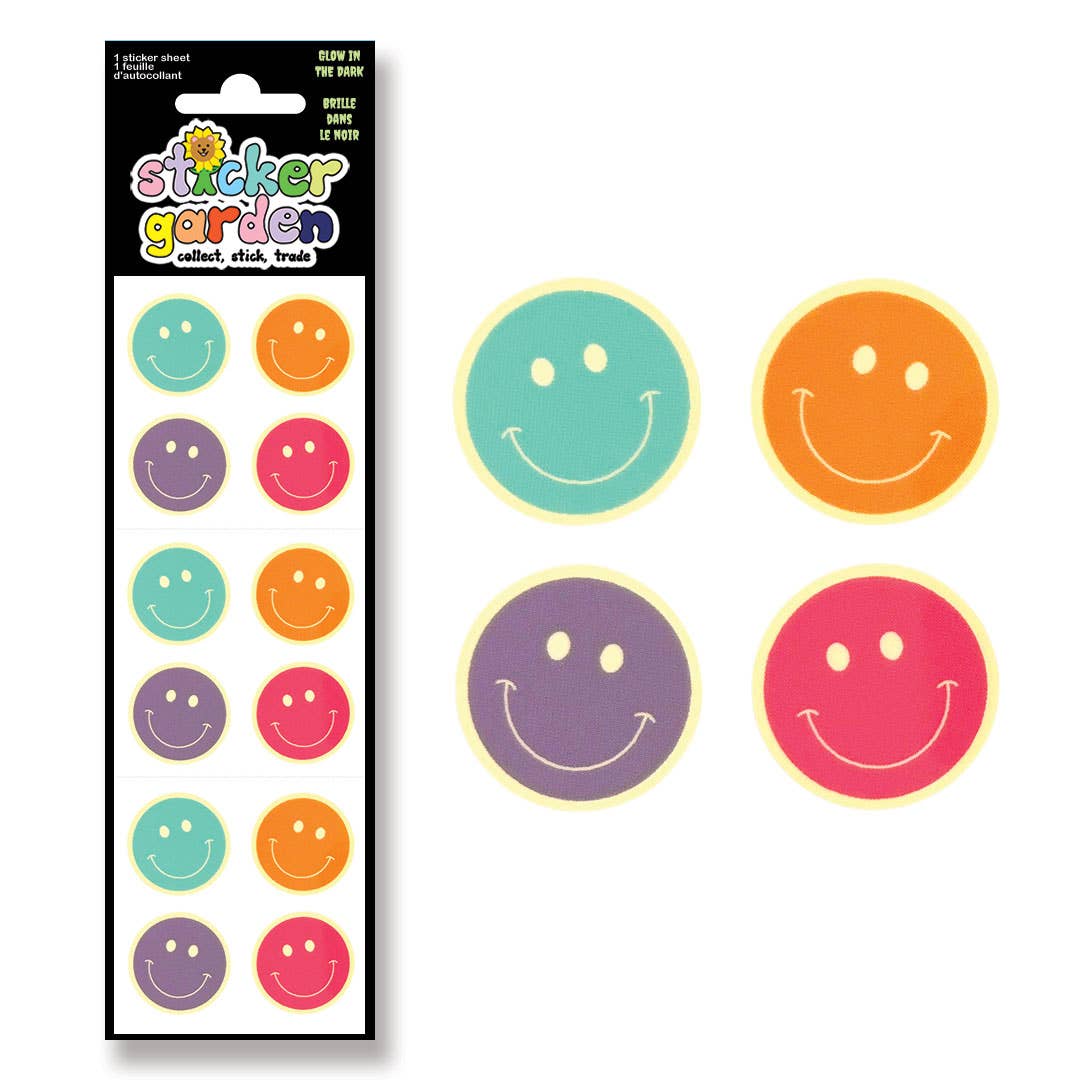 Glow in the Dark Happy Faces Sticker Sheet