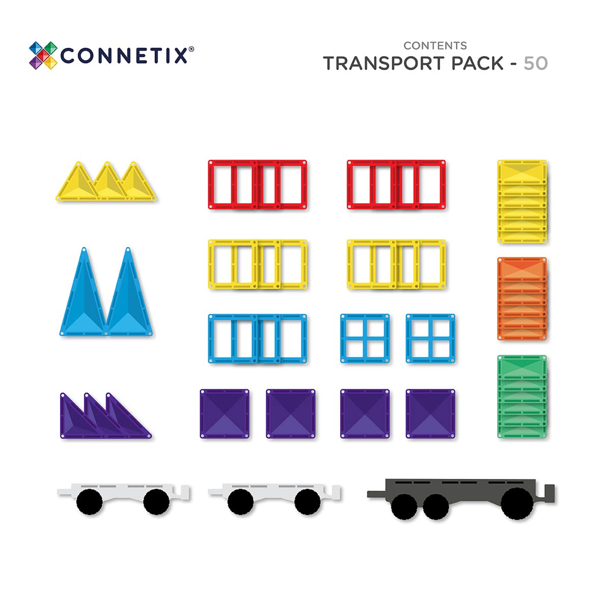 Rainbow Magnetic Tiles Transport Pack
