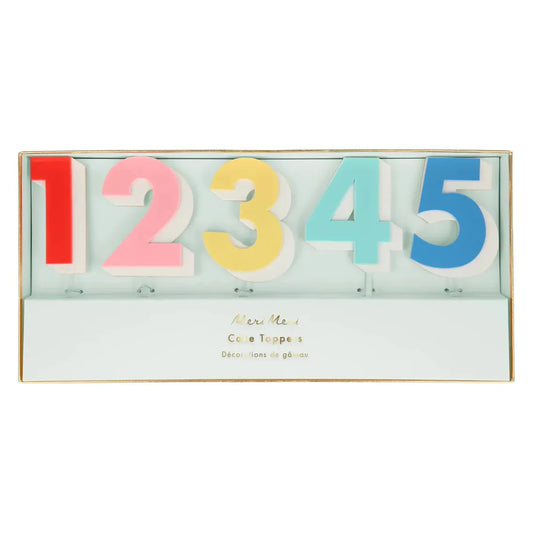 Rainbow Number Acrylic Cake Toppers