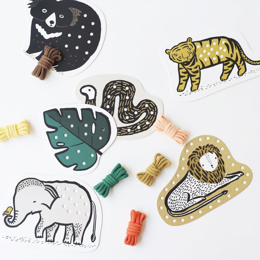 Wee Gallery Lacing Cards - Jungle Animals